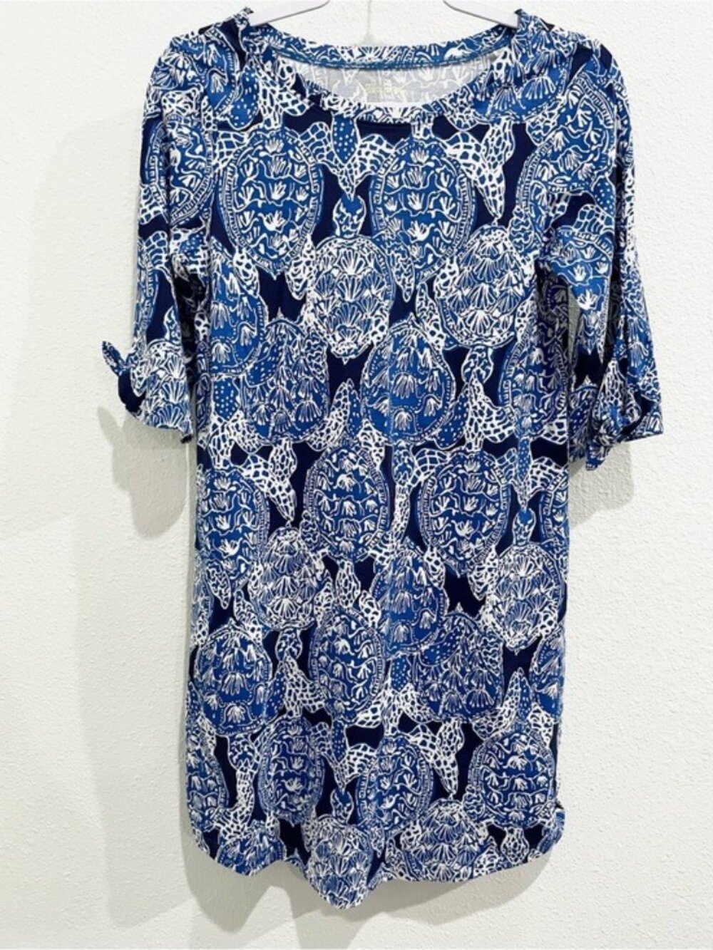 Lilly Pulitzer Preston Turtle Print Dress Preppy Cotton Casual Blue